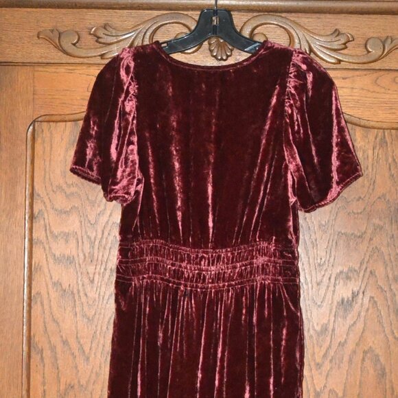 Anthropologie The Somerset Maxi Long Dress VELVET WINE/DARK RED SMALL - Picture 7 of 9